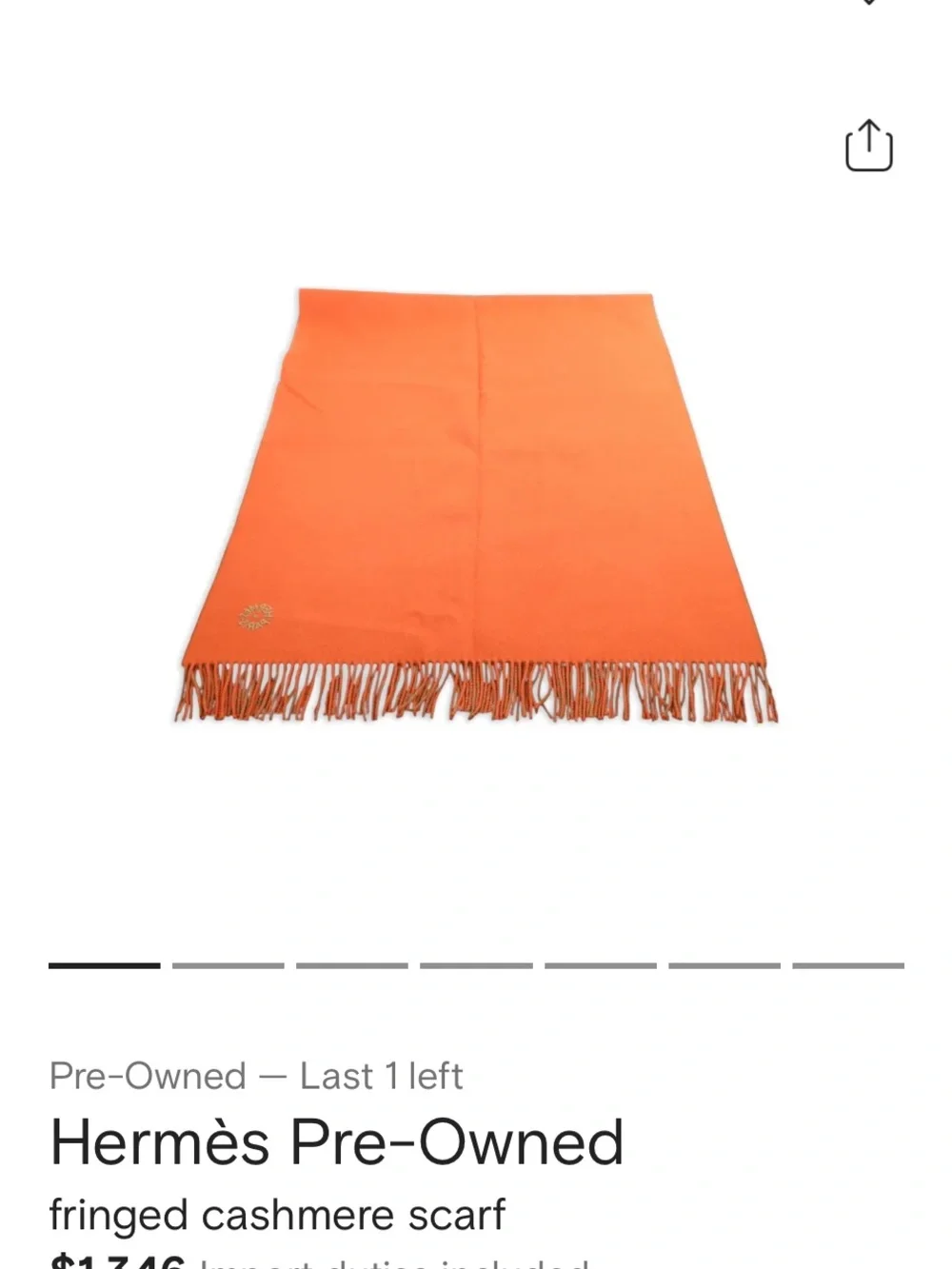 Hermès Beige and Orange Fringed Cashmere Scarf